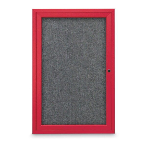 Slim Enclosed Corkboard, 11"x13-1/2", Satin Alum Frame/Rubber